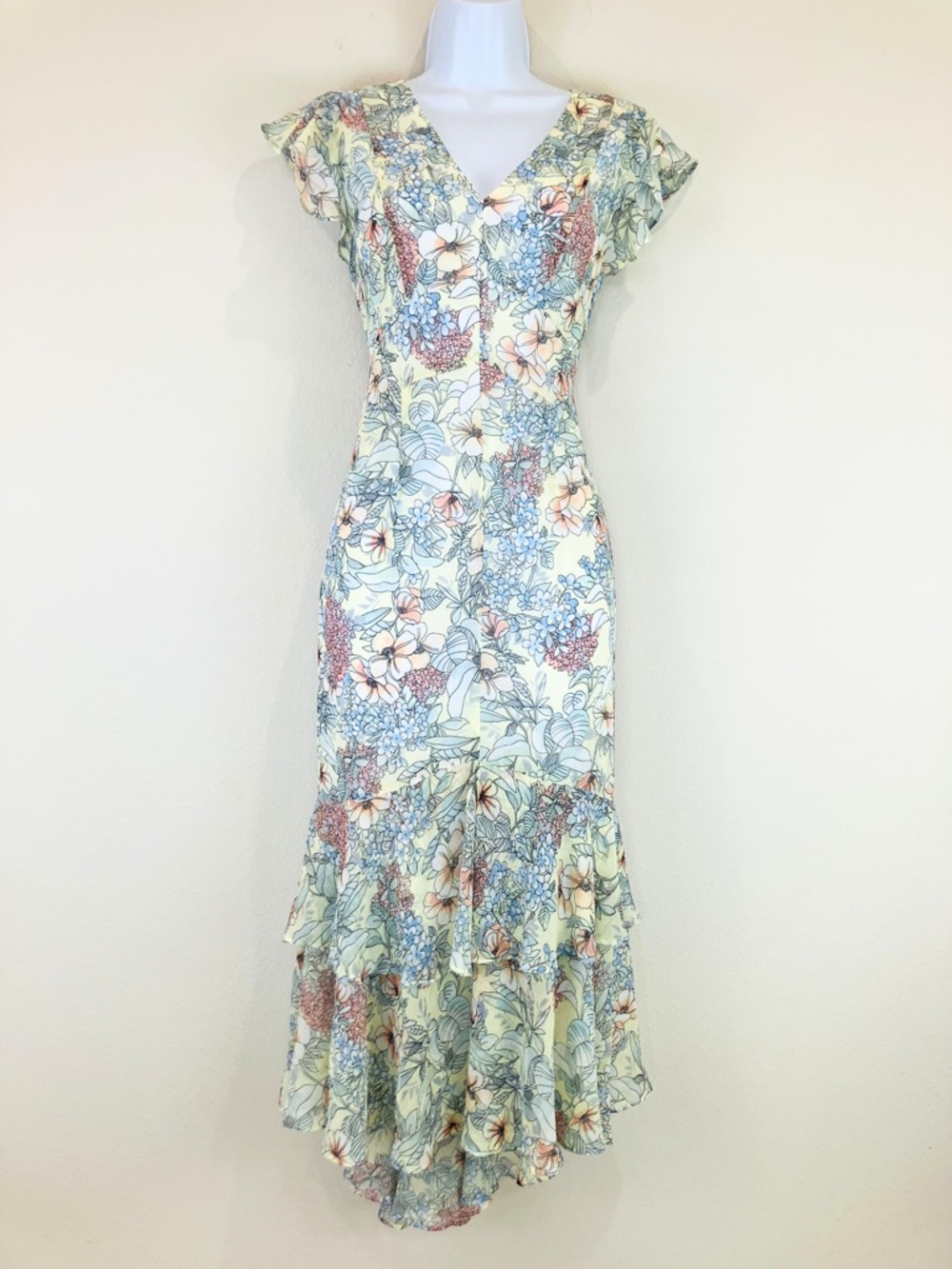 Tommy Hilfiger Chiffon Flutter-Sleeve Midi Dress - Picture 1 of 10